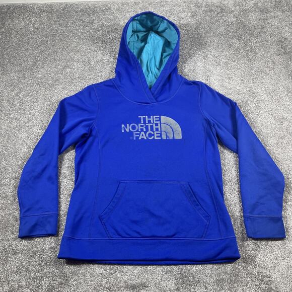 North Face Hodie Womens Large Sweatshirt Softshell Fleece Outdoors Royal Blue - Picture 1 of 16